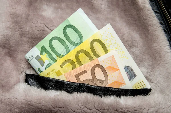 Euros Dans Votre Poche Veste Hiver — Photo