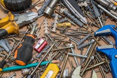 kirli el aletleri bir ahşap panel kümesi