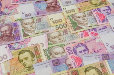 farklı Ukrayna banknotları yakın plan