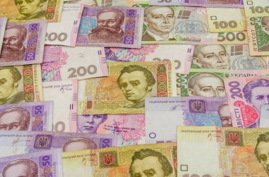 farklı Ukrayna banknotları yakın plan