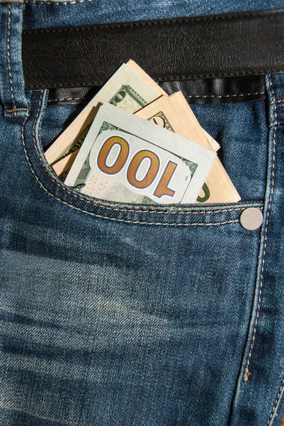 100 Доларів Банкноти Задній Джинсовій Кишені — стокове фото