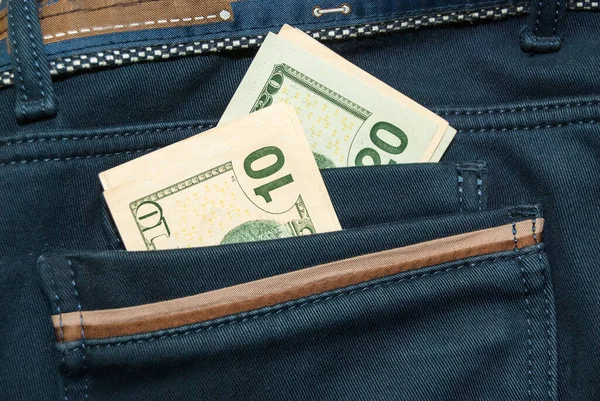Dollars Back Jeans Pocket — Stock Photo, Image