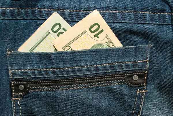 Dollars Back Jeans Pocket — Stock Photo, Image