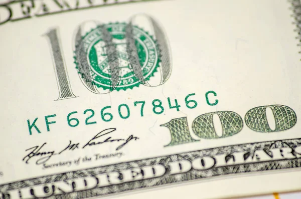 Část 100 Dolarů Benjamin Franklin — Stock fotografie