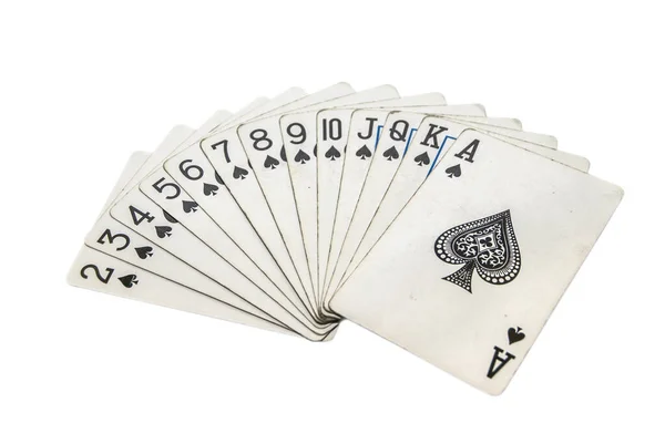 Set Playing Cards Spades Isolated White Background Cards Poker — Stock Photo, Image