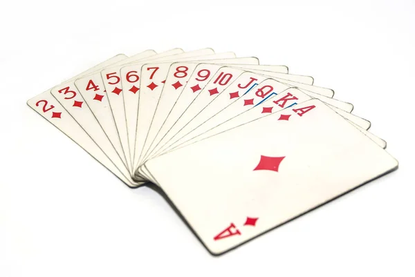 Set Playing Cards Diamonds Isolated White Background — Stock Photo, Image