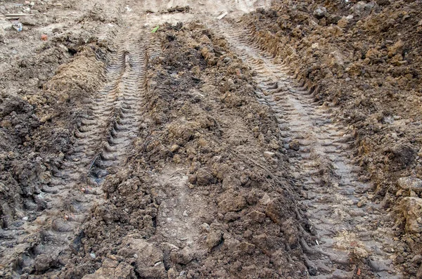Track of tractor close up