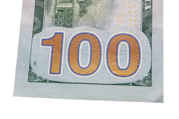 Tył Nowych Studolarowych Banknotów Tło — Zdjęcie stockowe