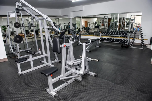 Modern and empty gym interior with equipment