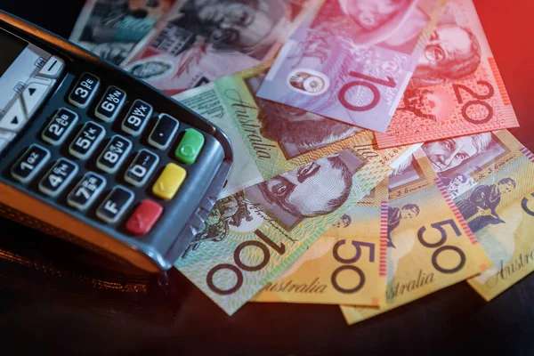 Τραπεζογραμμάτια Δολάρια Αυστραλίας Τερματικό Μαύρο Χρώμα — Φωτογραφία Αρχείου