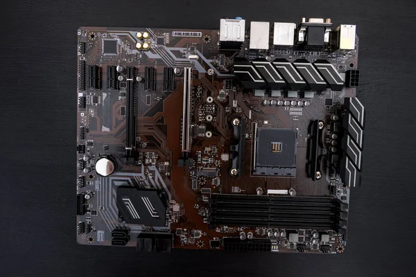 Computer Motherboard Dark Background Close — Stock Photo, Image