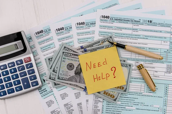 1040 Form Dollars Need Help Text Table — Stock Photo, Image