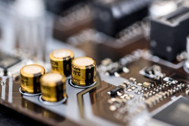 Kahverengi ana kart üst görünümü, bilgisayarlar ve elektronik tema
