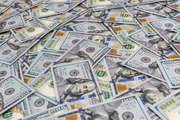 Antecedentes Muitas Notas Cem Dólares Americanas Fechar — Fotografia de Stock