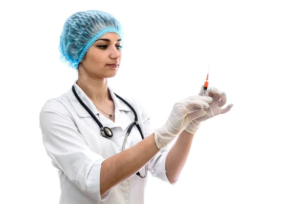 Krankenschwester Mit Spritze Isoliert Auf Weißem Hintergrund — Stockfoto