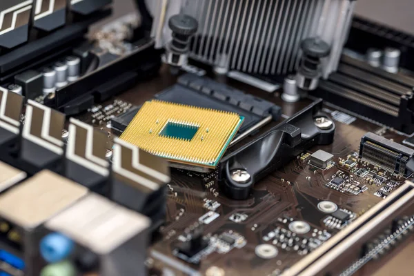 Cpu Von Personal Computer Draufsicht Auf Dem Motherboard — Stockfoto