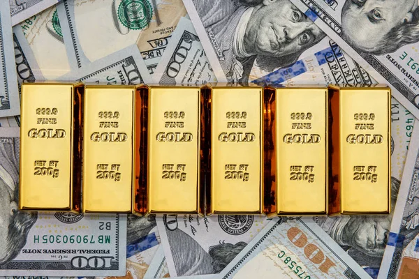 Billetes Oro Dólares Americanos Cerca — Foto de Stock