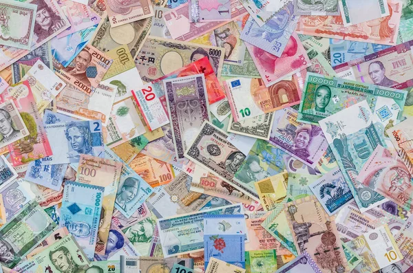 Recolha Dinheiro Mundial Diferentes Países Como Pano Fundo — Fotografia de Stock
