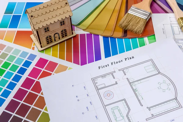 Architecture Sketches Color Swatches Table — Stock Photo, Image