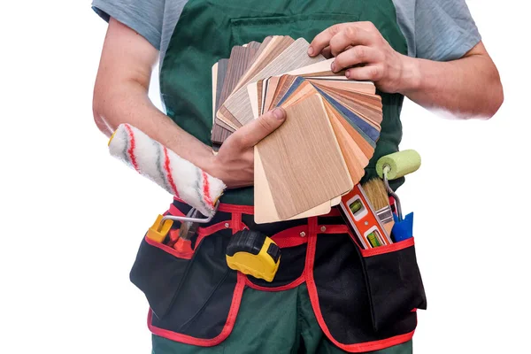 Male Hands Wooden Sampler Close — Stock Photo, Image