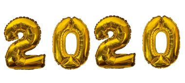 2019 altın hava balonları beyazda izole edildi.