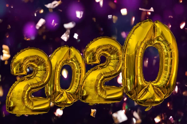 Happy New Year Eve Number 2020 Golden Air Balloon Fairy — Stock Photo, Image