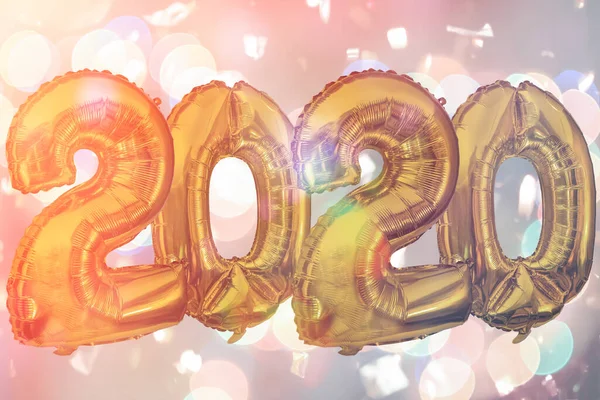 2020 Antal Guld Folieballonger Suddig Abstrakt Bakgrund — Stockfoto