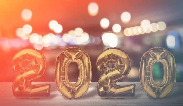Gouden Luchtballonnen 2020 Abstracte Achtergrond Nieuwjaarsconcept — Stockfoto