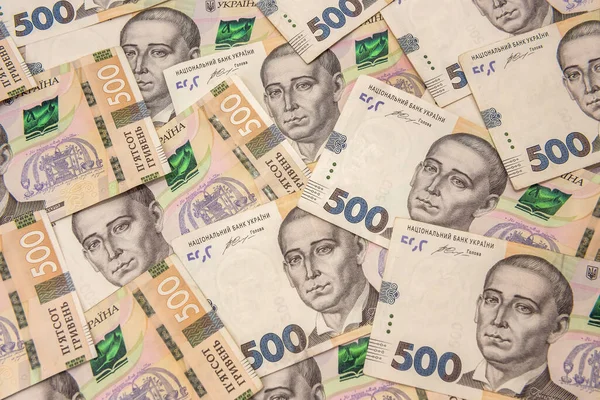 Украинские Деньги 500 Банкнот Гривна Грн Вид Сверху — стоковое фото