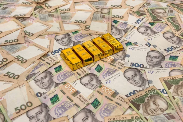 500 uah ukraine money with gold. Save concept.