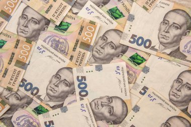 500 Ukrayna Hryvnia 'sı sağlam bir arka plan. Para kavramı.