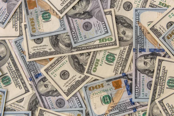 Muitas Notas 100 Dólares Como Fundo — Fotografia de Stock