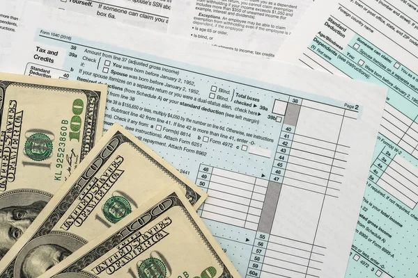 Tax Form Dollar Calculator Pen — Stock Photo, Image
