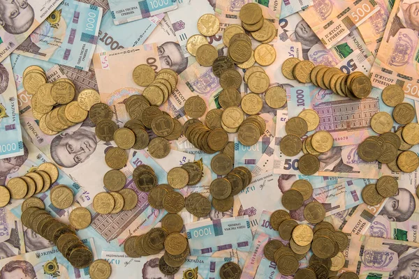Arkaplan Olarak 500 1000 Lik Para Grivna Nın Üzerinde Altın — Stok fotoğraf
