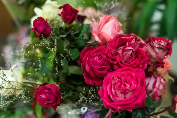 Beautiful Bouquet Of Flowers Close Up Rose Birthday Stock Photo 321498654