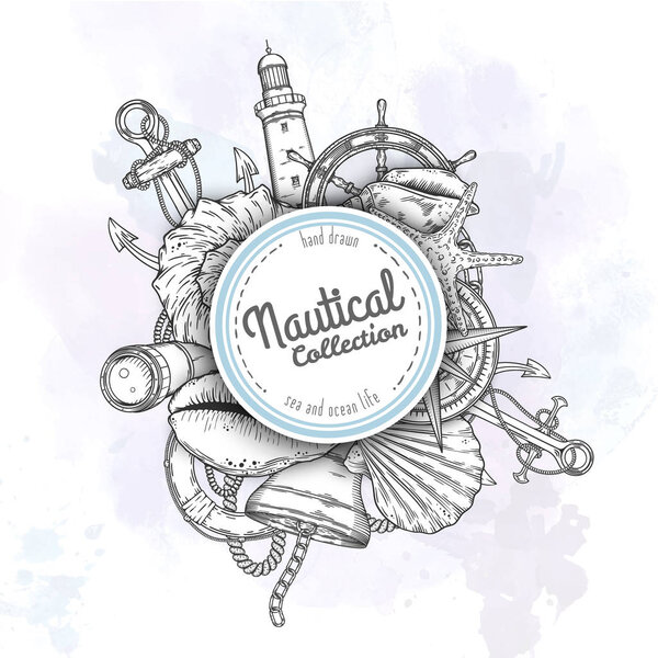 Hand drawn nautical illustrations.