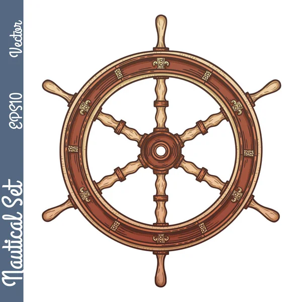 Roda de esteira de navio desenhada à mão . — Vetor de Stock
