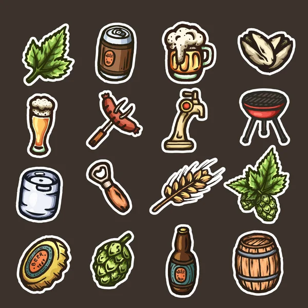 Conjunto de ícones de cerveja desenhados à mão . —  Vetores de Stock