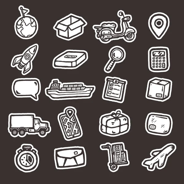 Iconos logísticos dibujados a mano . — Vector de stock