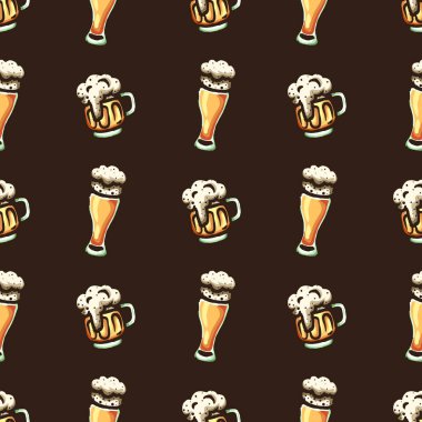 Elle çizilmiş Dikişsiz desen bir bira Tema.