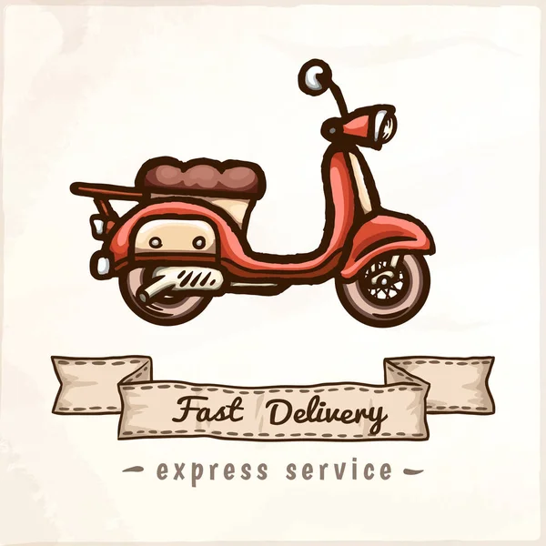 Scooter retro dibujado a mano . — Vector de stock