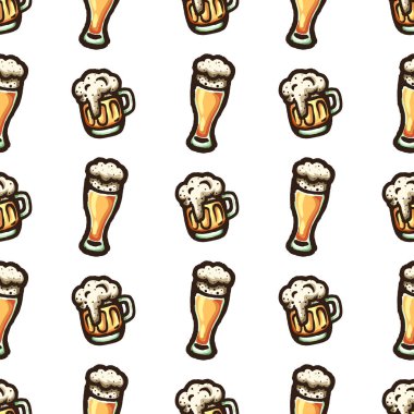Elle çizilmiş Dikişsiz desen bir bira Tema.