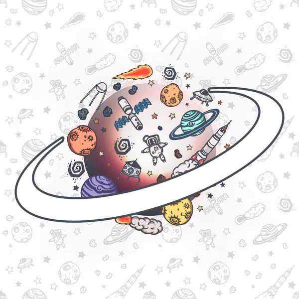 Conceito de vetor doodles astronomia . — Vetor de Stock