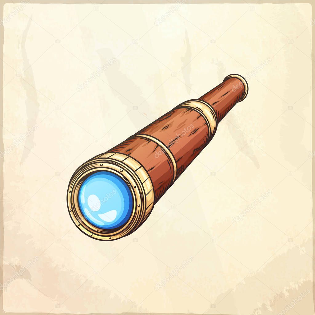 Hand drawn vintage spyglass.