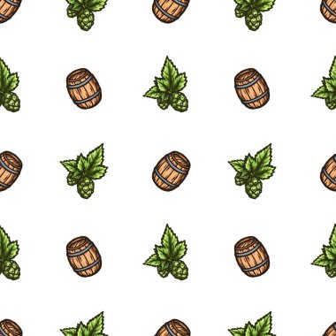 Elle çizilmiş Dikişsiz desen bir bira Tema.