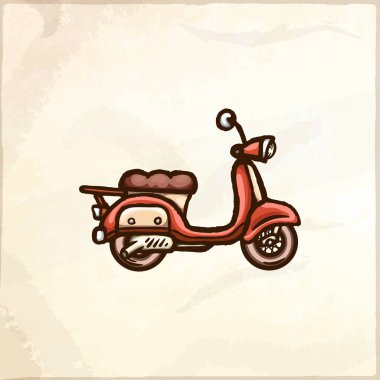 Elle çizilmiş retro scooter.