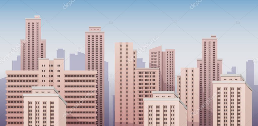 City urban landscape seamless vector illustration. Buildings of old Boston architecture