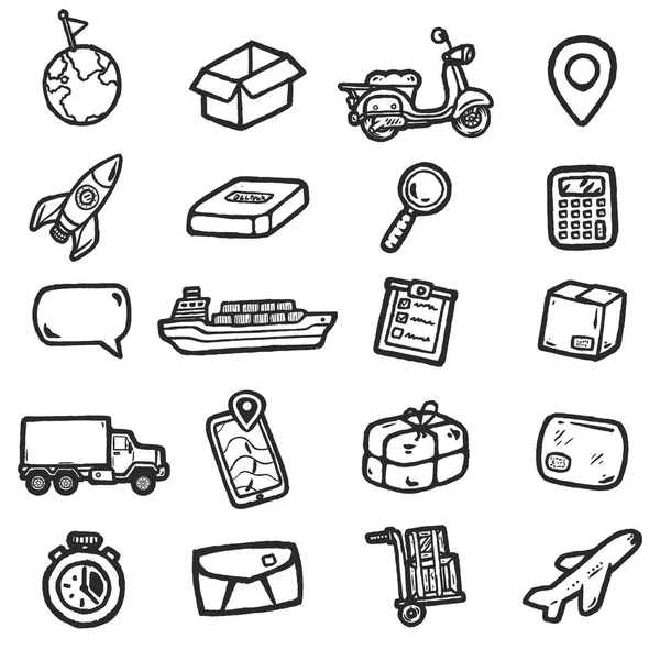 Iconos logísticos dibujados a mano . — Vector de stock