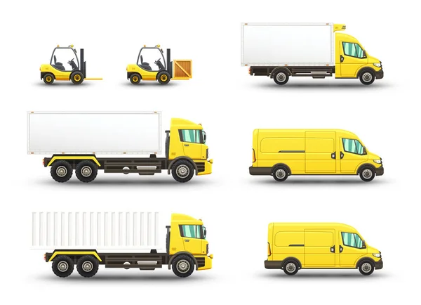 Conjunto de veículos de entrega e transporte — Vetor de Stock