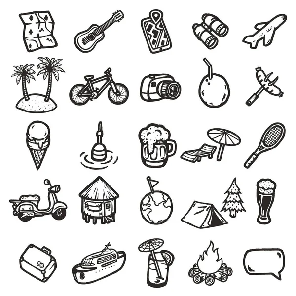 Iconos de vacaciones de dibujos animados — Vector de stock